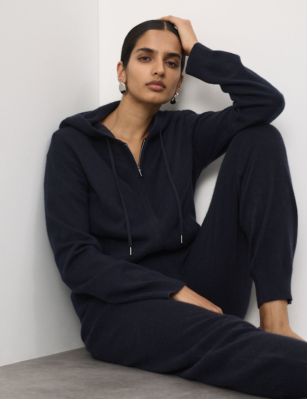 Autograph Pure Cashmere Zip Up Hoodie - Extra Small - Midnight Navy, Midnight Navy