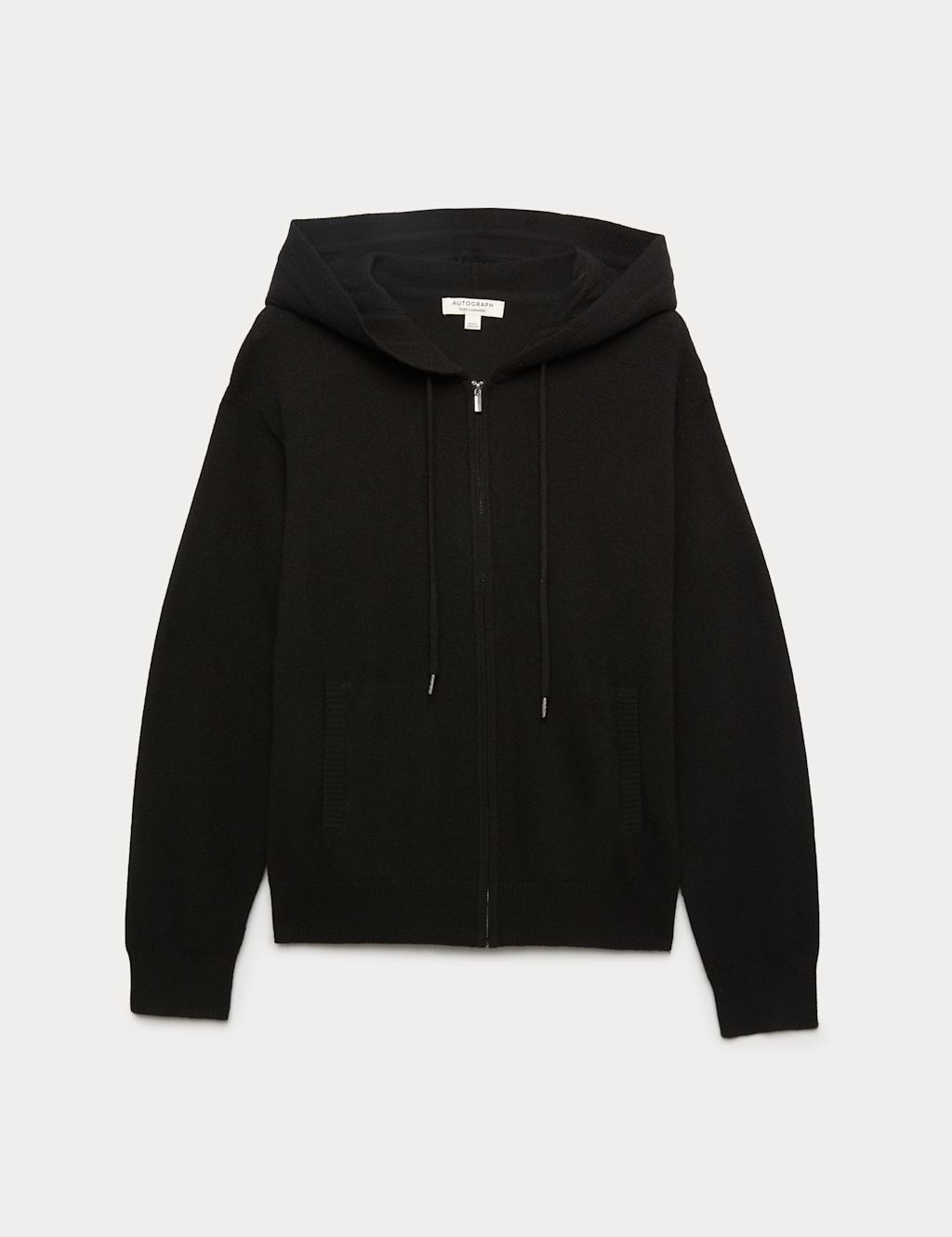 Autograph Pure Cashmere Zip Up Hoodie - Large - Black, Black