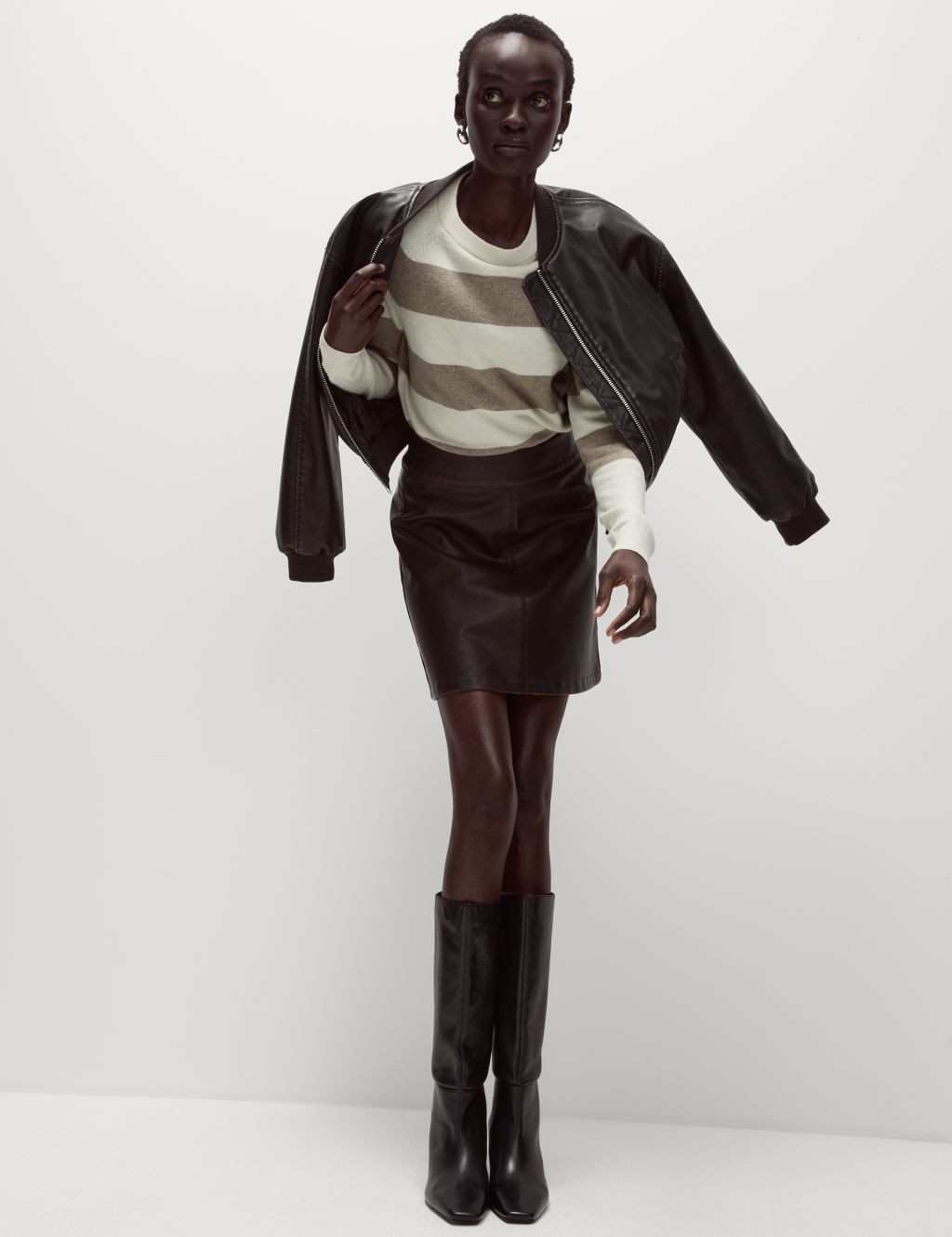 M&S Air-Yarn Striped Crew Neck Jumper - Xs - Neutral, Neutral