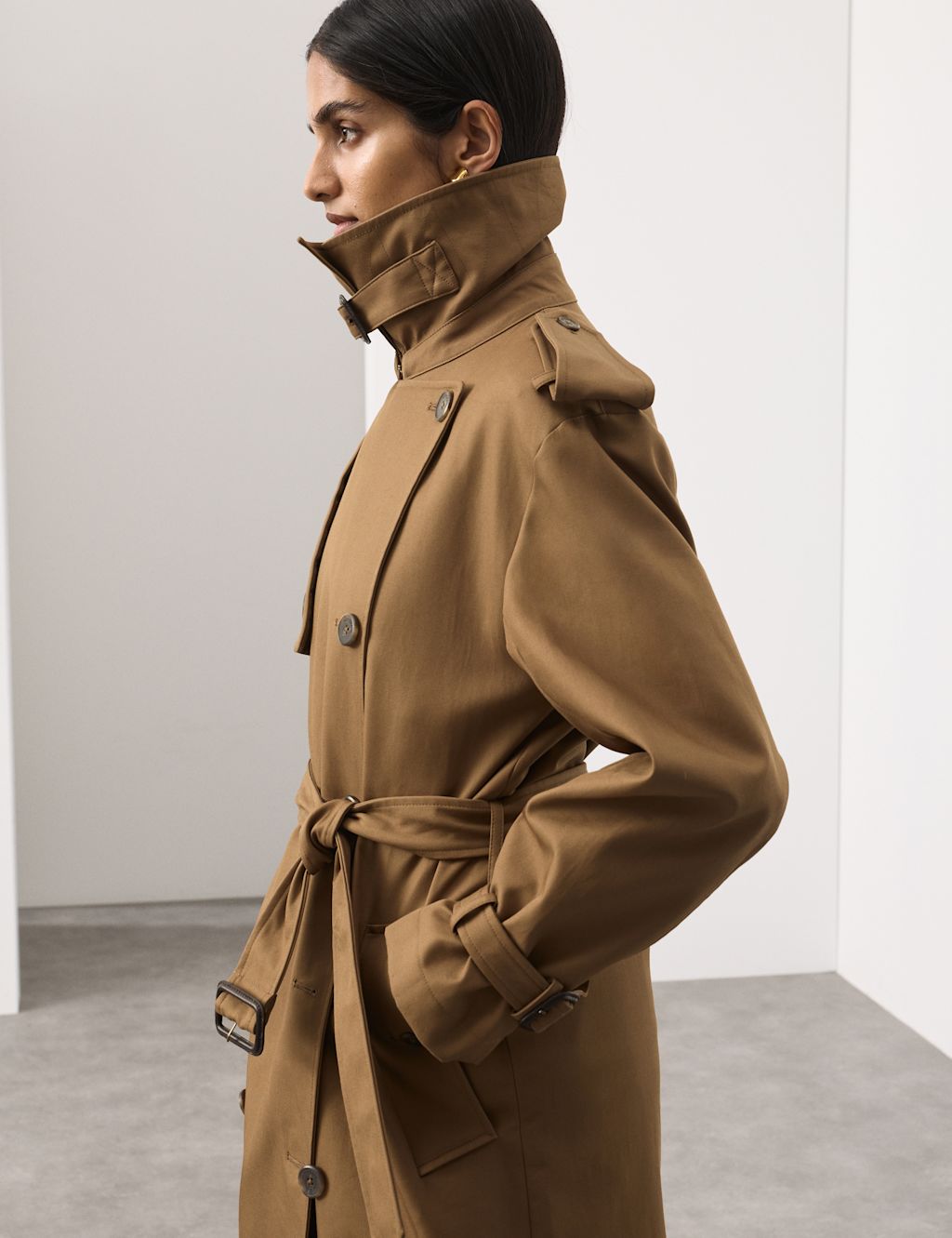 Autograph Pure Cotton Longline Trench Coat - 10 - Caramel, Caramel