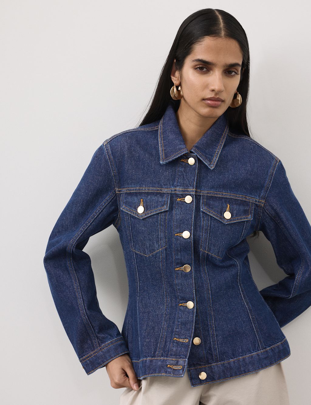 Autograph Denim Cinched Waist Jacket - 10 - Dark Indigo, Dark Indigo