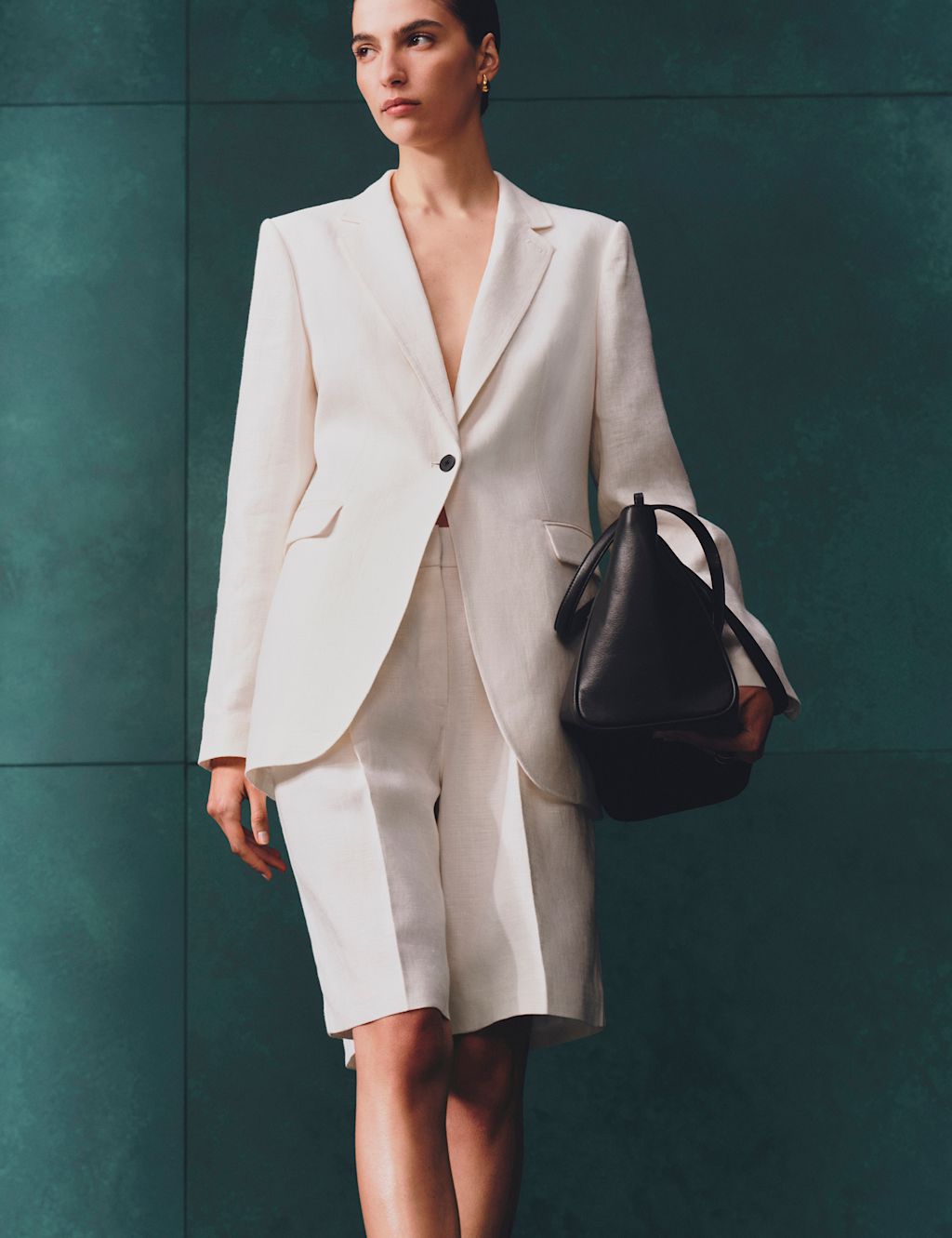 Autograph Pure Linen Tailored Blazer - 10 - Soft White, Soft White