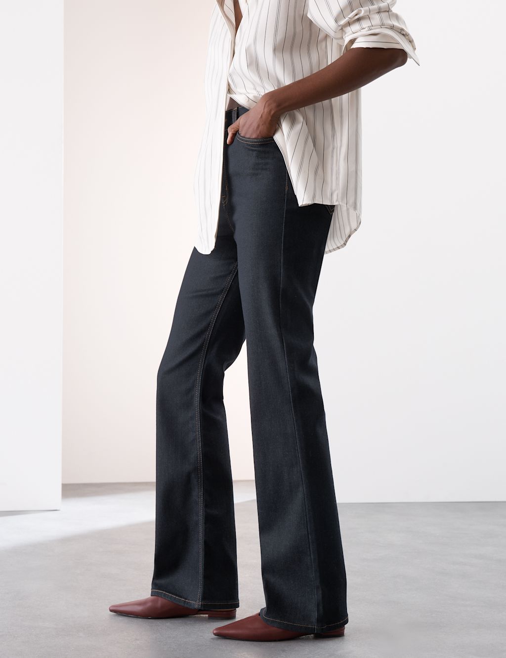 Autograph High Waisted Flared Jeans - 22SHT - Dark Indigo, Dark Indigo