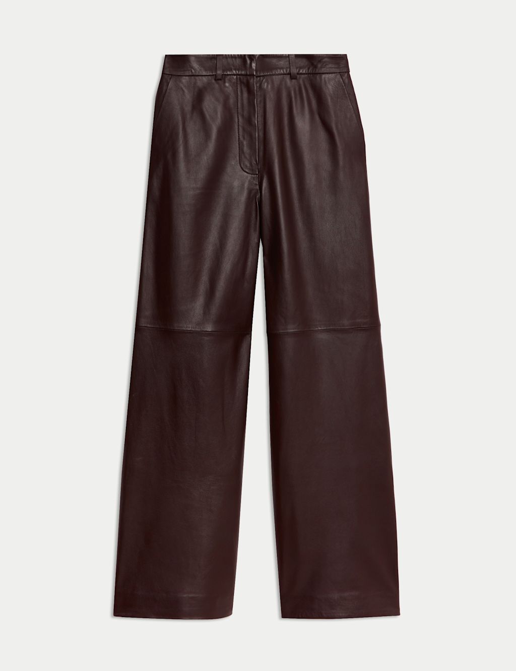 Autograph Leather Wide Leg Trousers - 20 - Dark Brown, Dark Brown