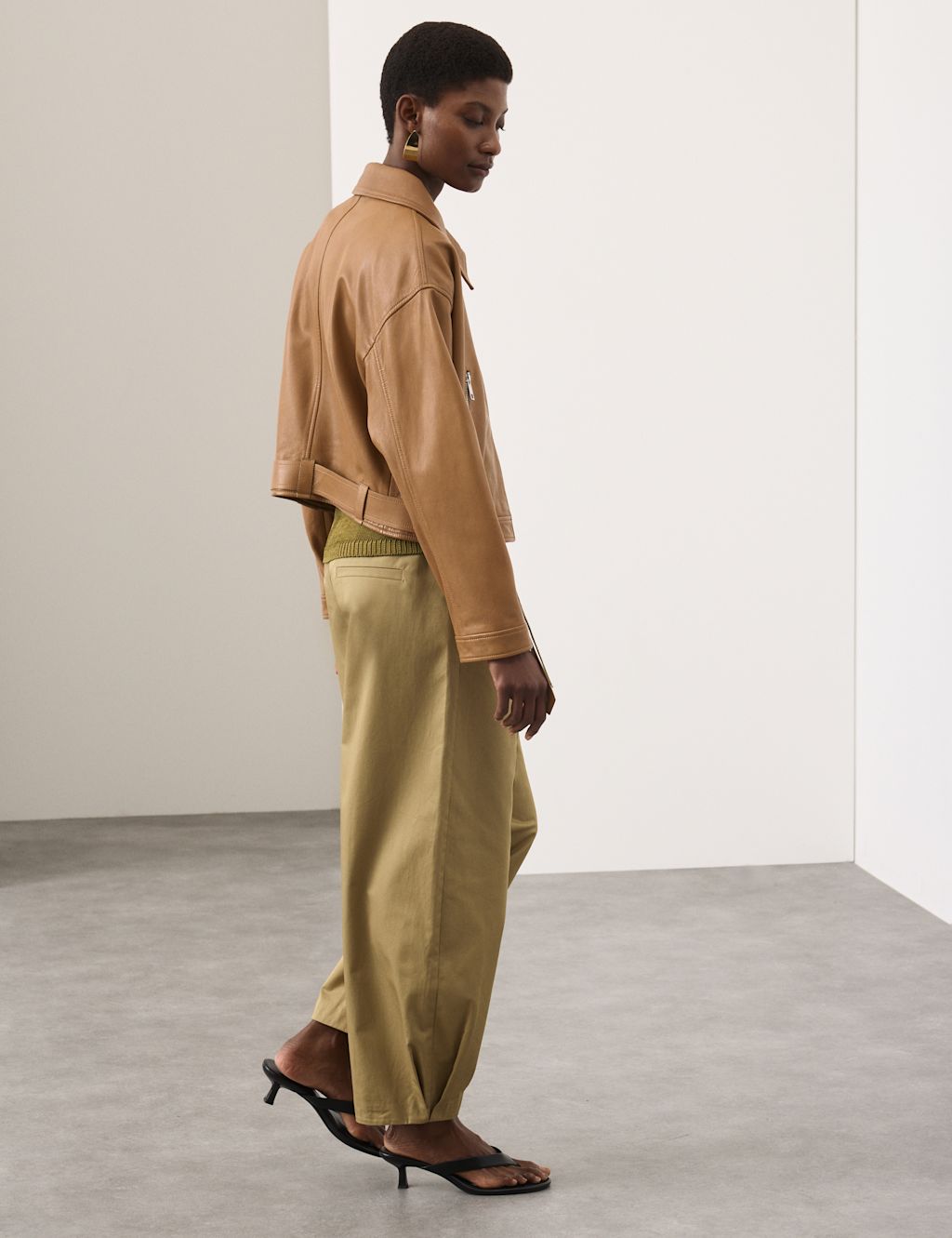 Autograph Pure Cotton Drawstring Barrel Trousers - 10 - Antique Brass, Antique Brass