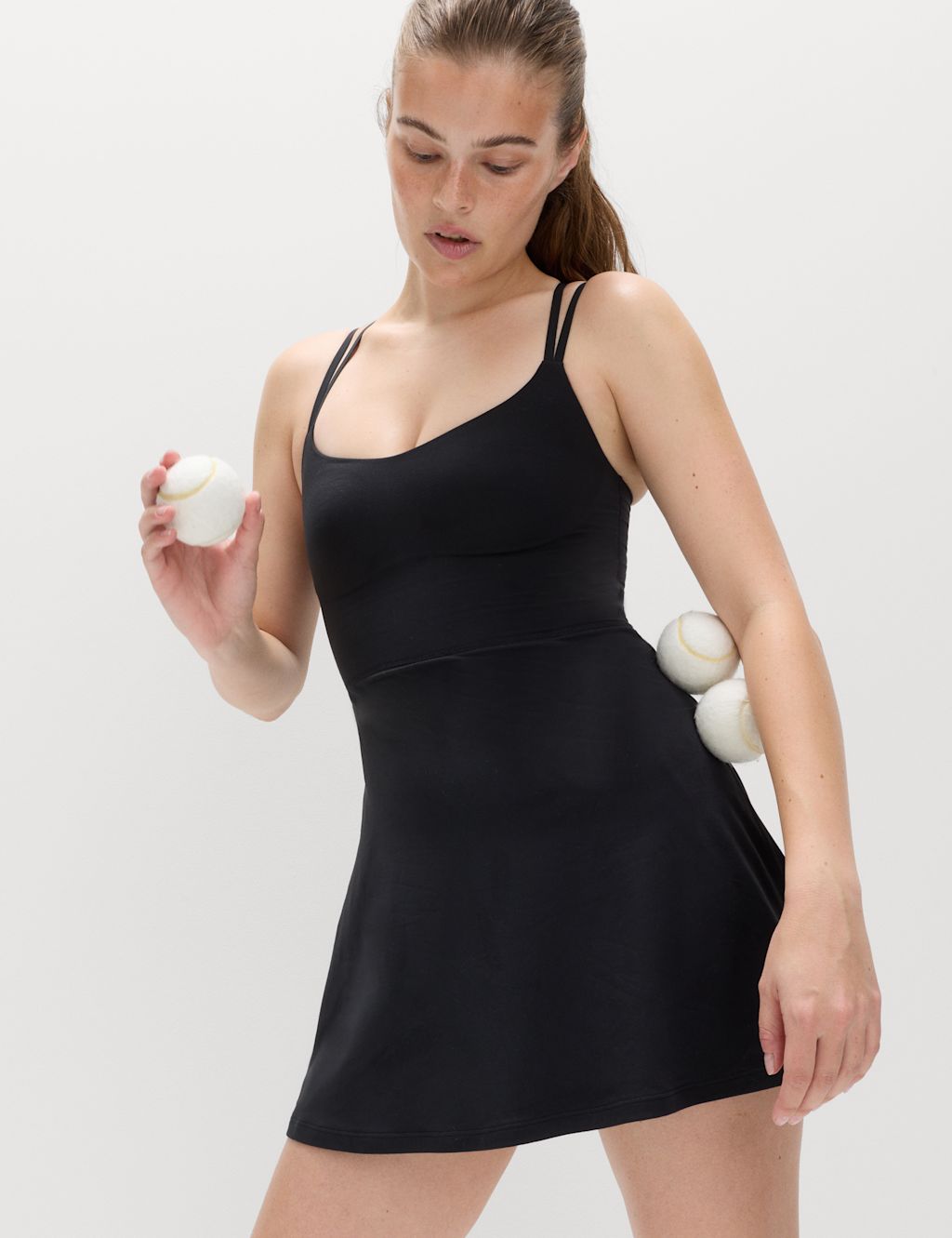 Goodmove Strappy Mini Tennis Dress - 10 - Black, Black