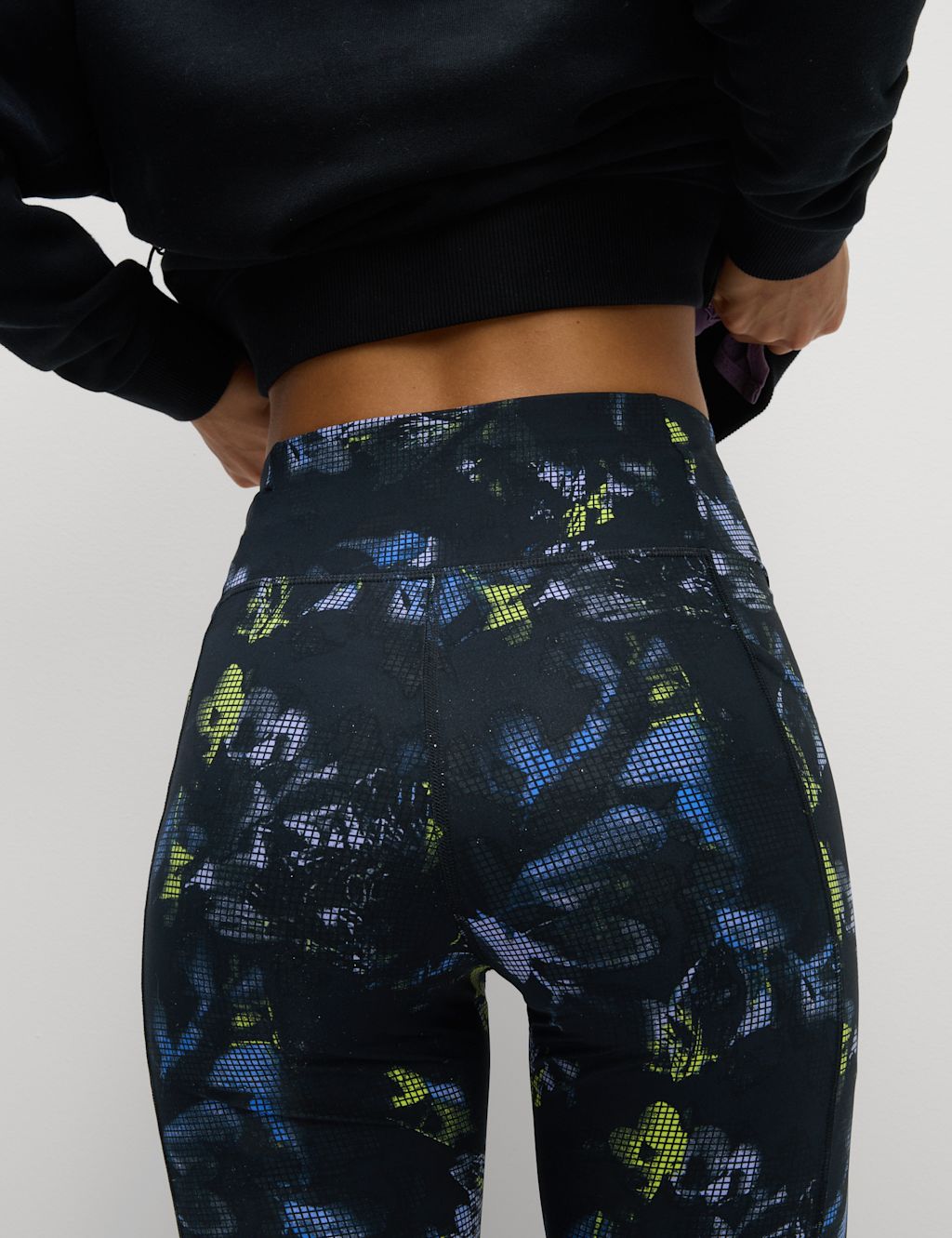 Goodmove Go Train High Waisted Cropped Gym Leggings - 10 - Black Mix, Black Mix