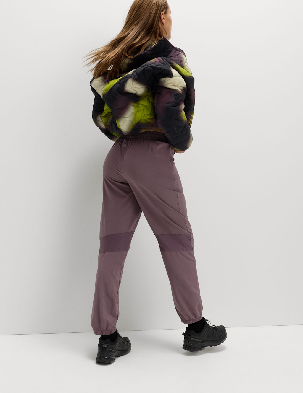 Goodmove Woven Mesh Panel Lightweight Cuffed Joggers - 8 - Dusted Plum, Dusted Plum