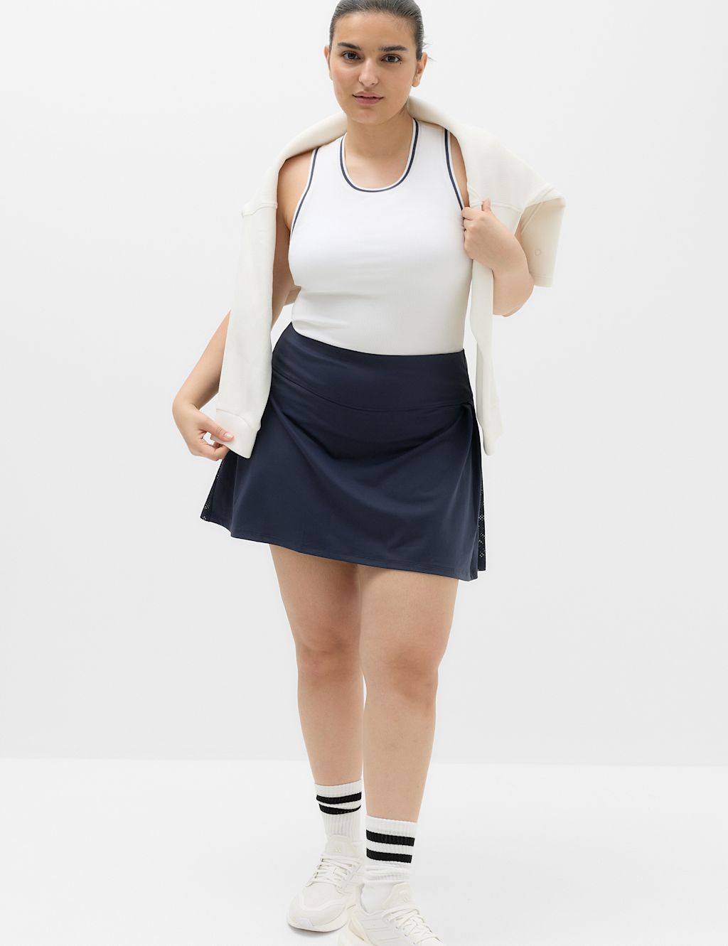 Goodmove Pleated High Waisted Skort - 10 - Dark Navy, Dark Navy