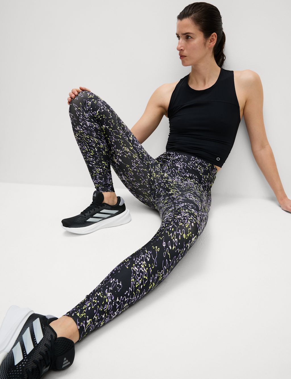 Goodmove Go Move Printed High Waisted Gym Leggings - 10 - Dark Grey Mix, Dark Grey Mix