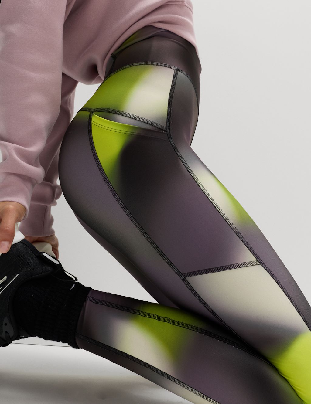 Goodmove Go Move Printed High Waisted Gym Leggings - 18 - Plum Mix, Plum Mix
