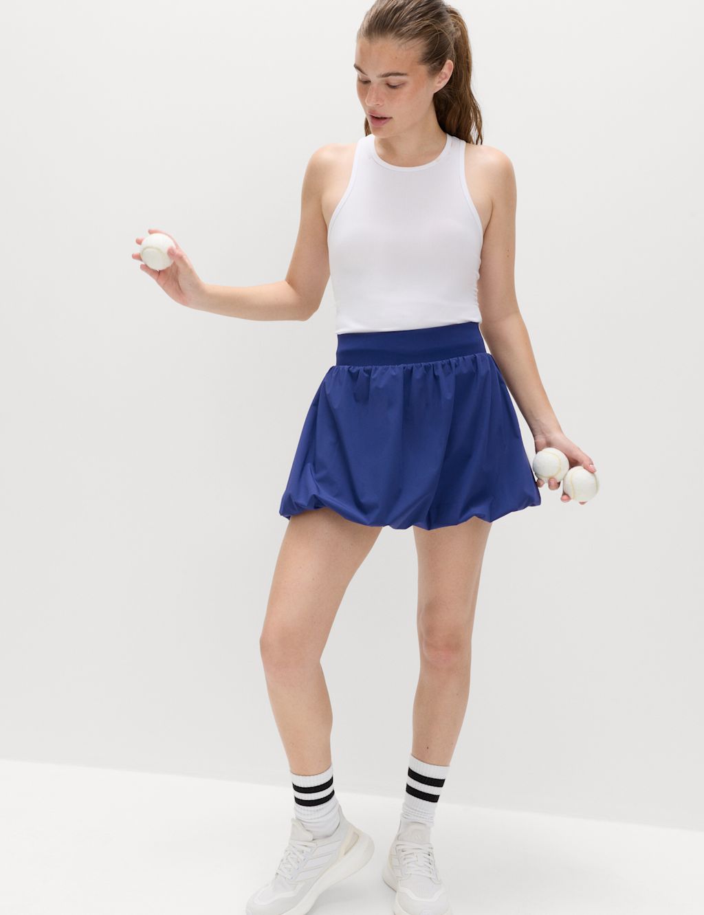 Goodmove Bubble Hem High Waisted Skort - 10 - Dark Blue, Dark Blue