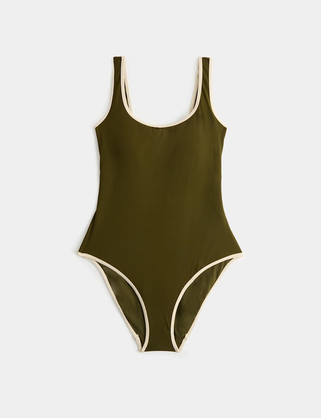 Goodmove Tummy Control Padded Ribbed Swimsuit - 10 - Dark Khaki, Dark Khaki