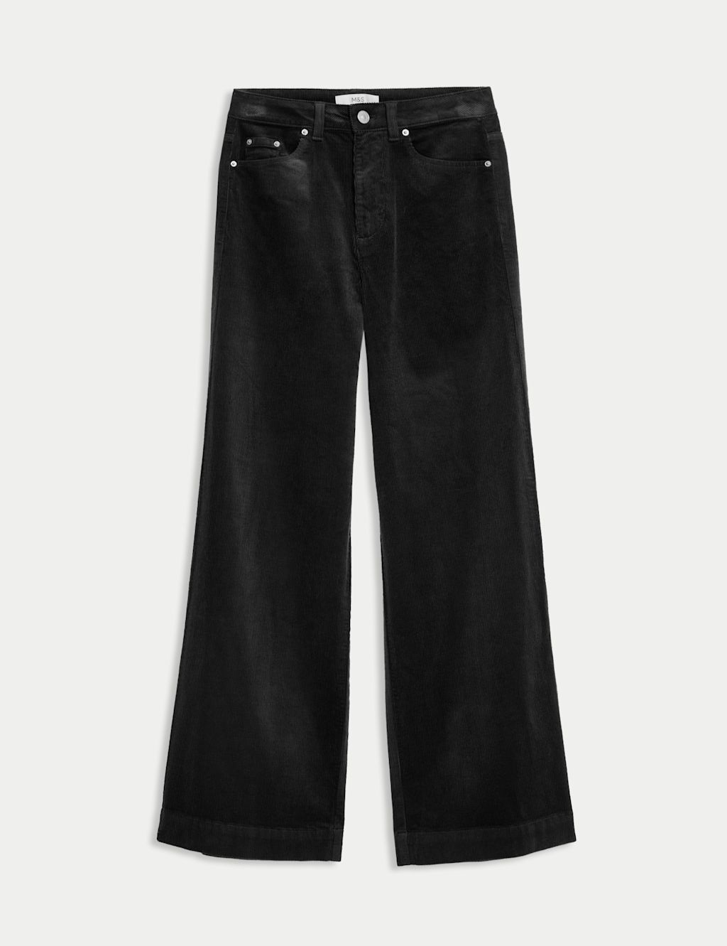 M&S Cord Wide Leg Trousers - 20SHT - Black, Black