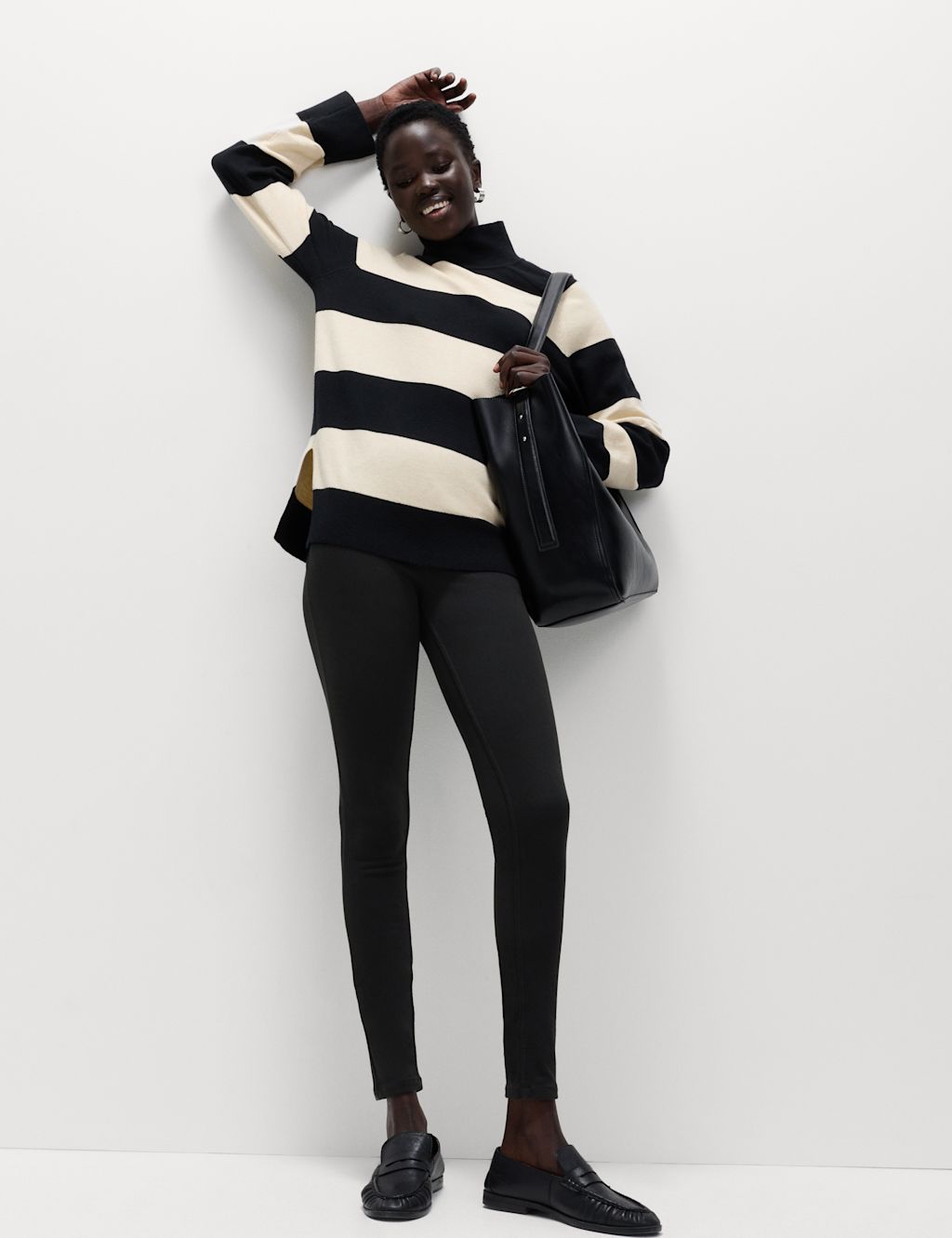 M&S High Waisted Cosy Jeggings - 6XSH - Black, Black