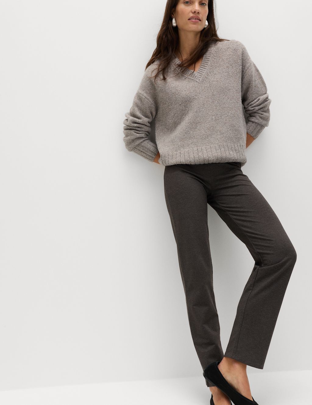 M&S Cotton Rich Straight Leg Joggers - 10 - Charcoal, Charcoal