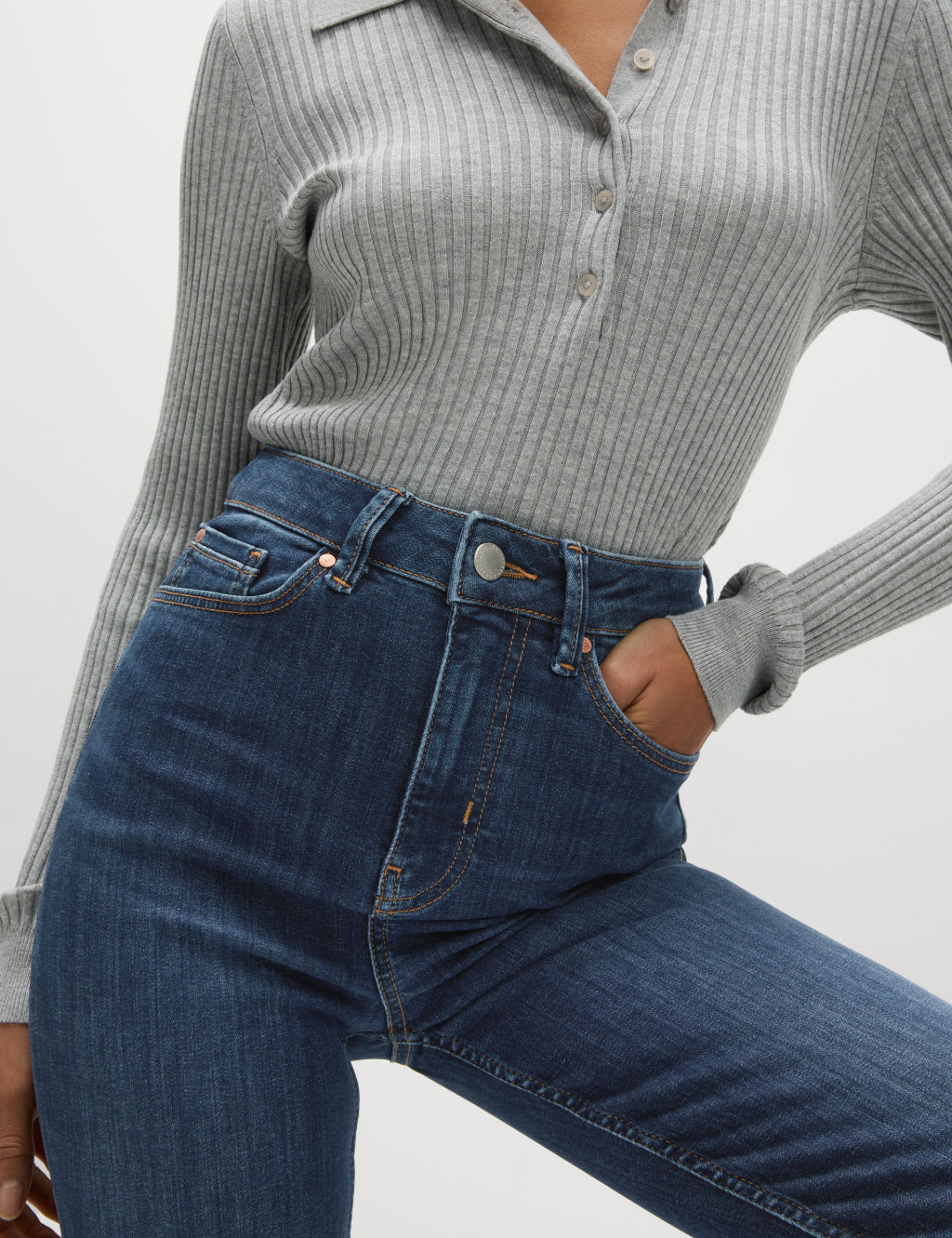 M&S Ivy Supersoft High Waisted Skinny Jeans - 10SHT - Dark Indigo, Dark Indigo