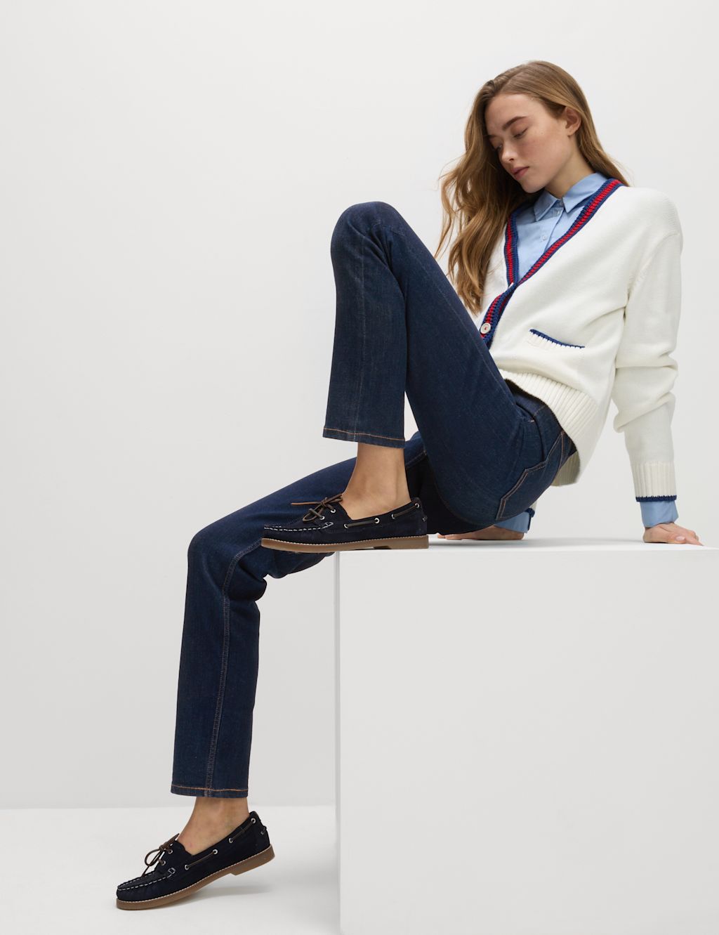 M&S Sienna Supersoft High Waisted Jeans - 14XSH - Indigo Mix, Indigo Mix