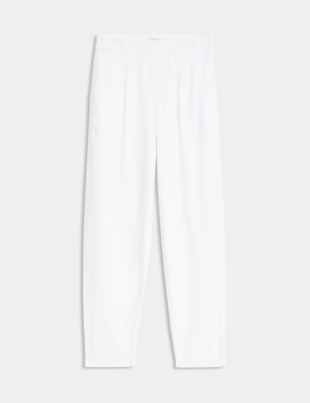 M&S Linen Rich Tapered Trousers - 20SHT - Soft White, Soft White