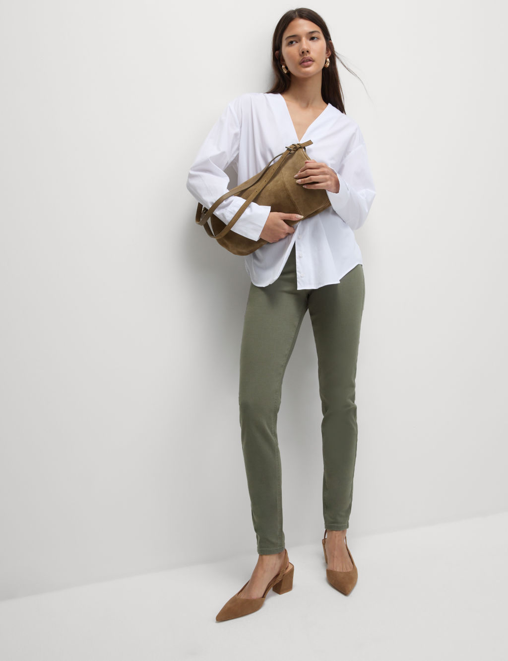 M&S High Waisted Jeggings - 10REG - Faded Khaki, Faded Khaki