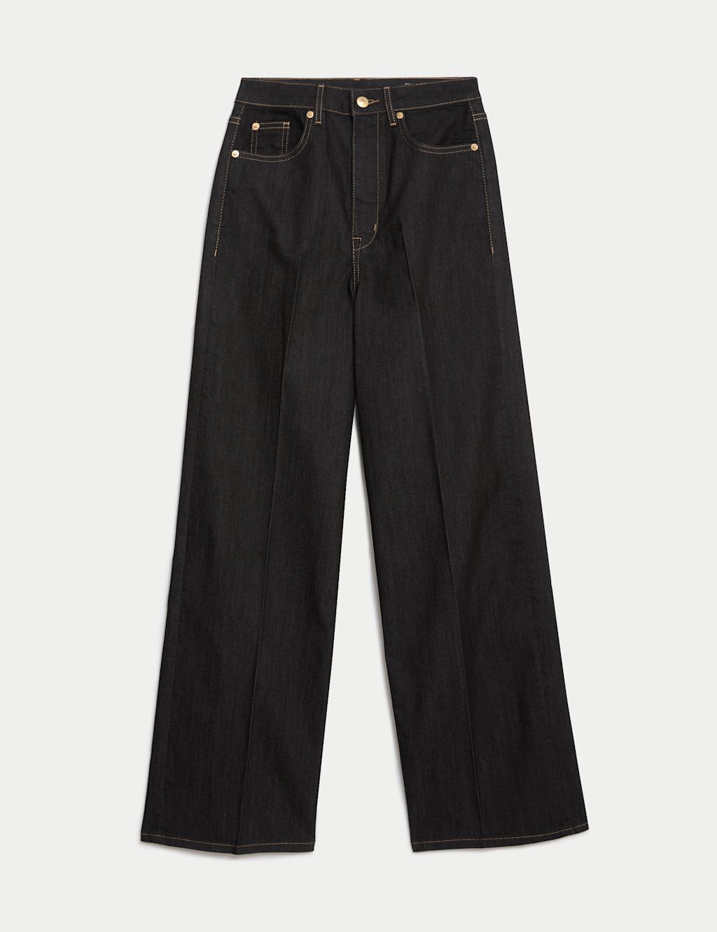 M&S High Waisted Smart Wide Leg Jeans - 6REG - Black, Black