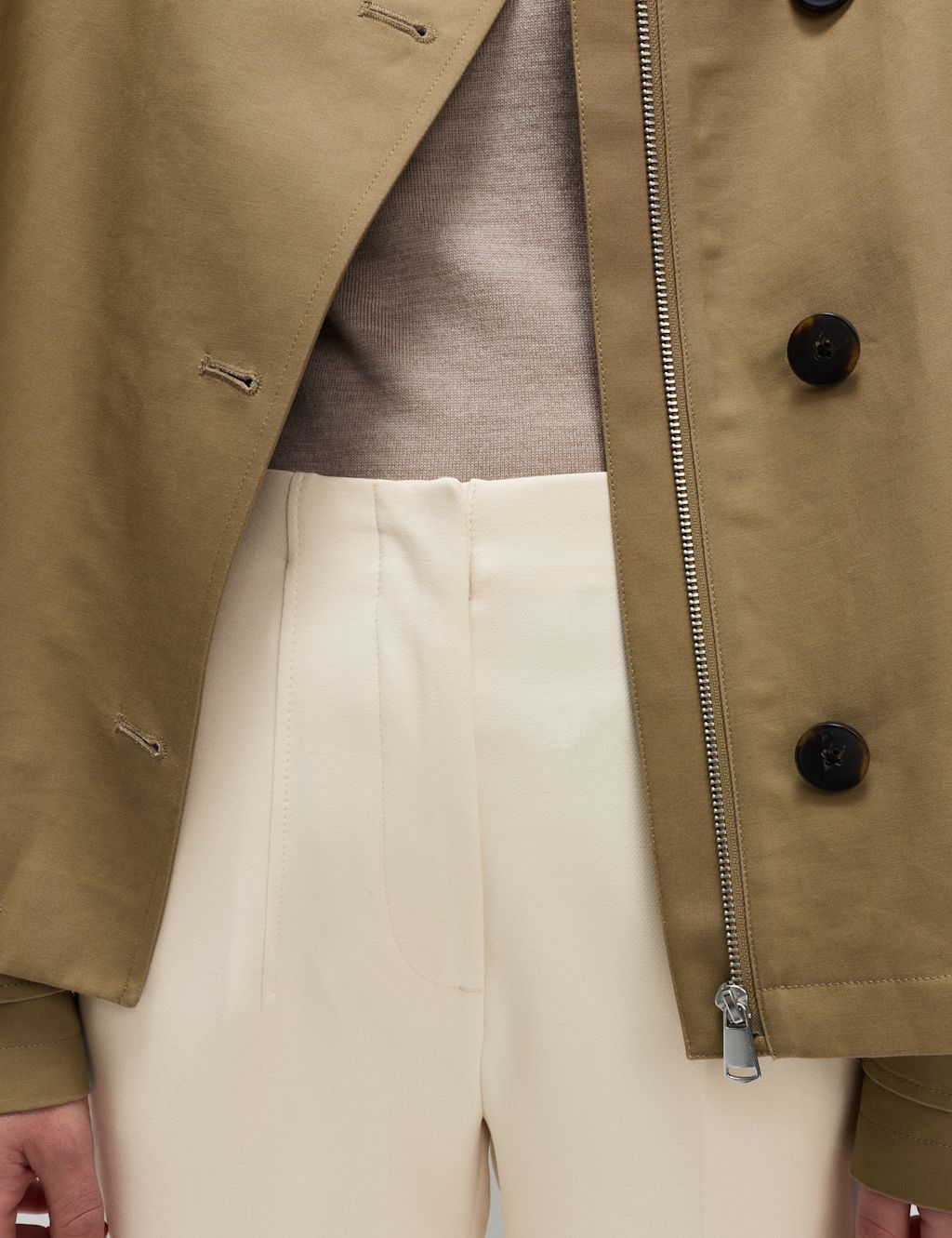 M&S Tapered Ankle Grazer Trousers - 8LNG - Ecru, Ecru