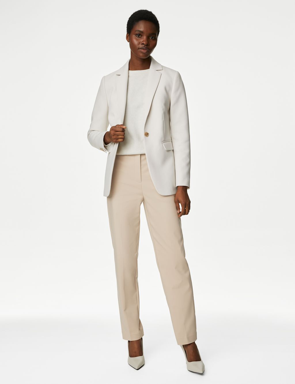 M&S Cotton Blend Slim Fit Ankle Grazer Trousers - 20XSH - Sand, Sand