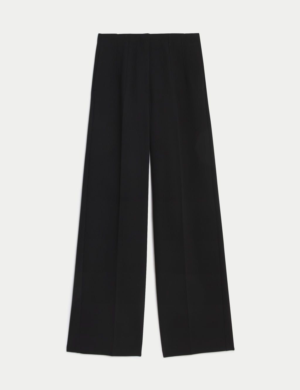 M&S Woven Elasticated Waist Wide Leg Trousers - 8SHT - Black, Black