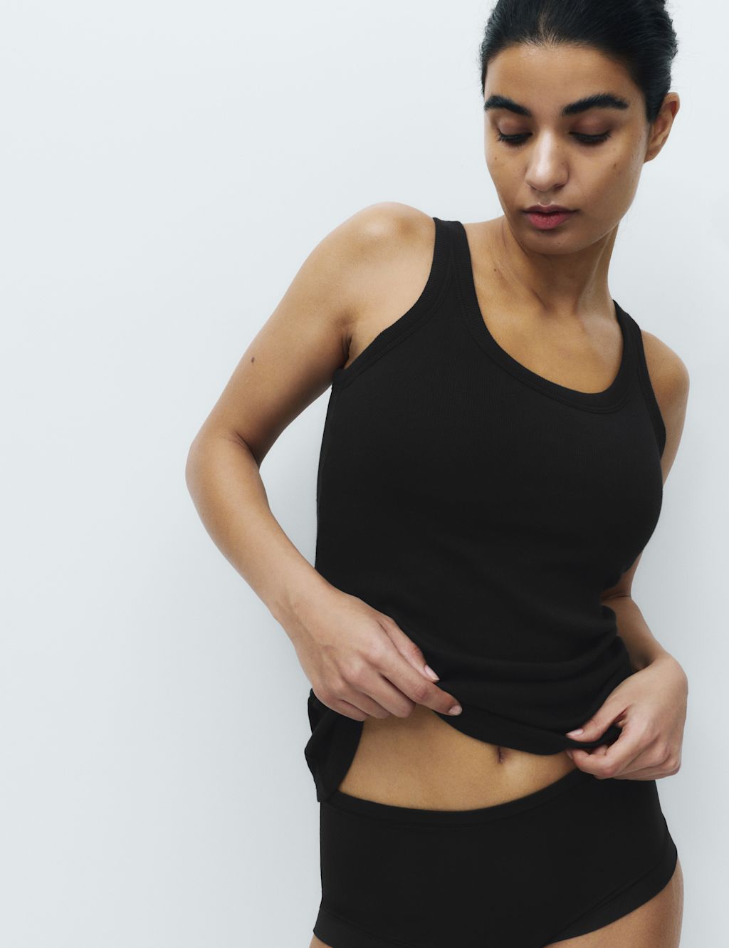M&S Cotton Rich Secret Support™ Bra Vest - 20 - Black, Black