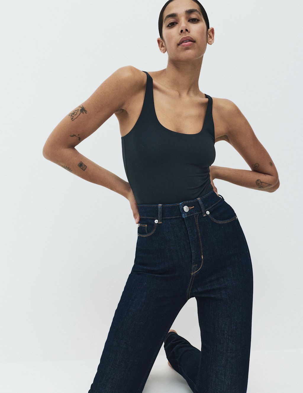 Body by M&S Body Soft&trade; Smoothing High Leg Body - Large - Black, Black