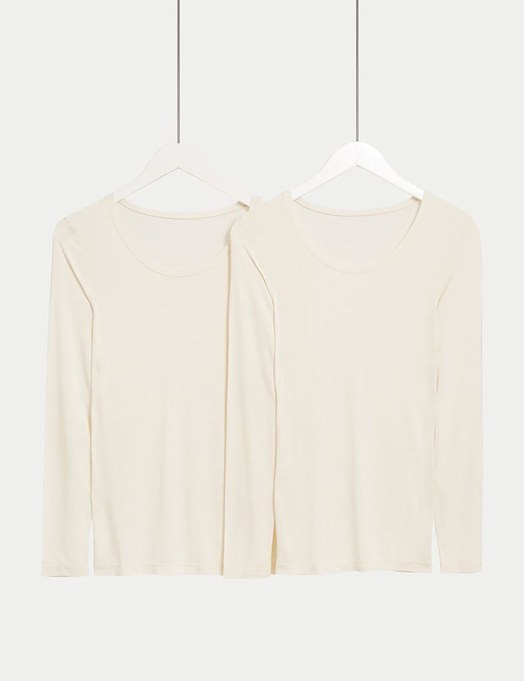 M&S 2 Pack Heatgen&trade; Thermal Long Sleeve Tops - 8 - Cream, Cream