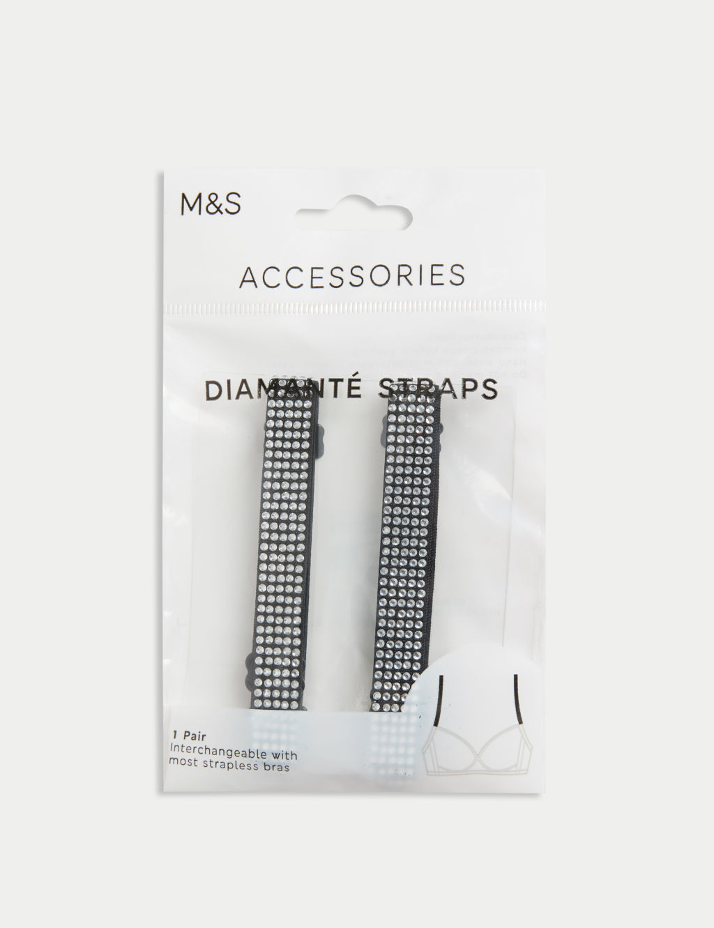 M&S Diamante Bra Straps - 1SIZE - Black Mix, Black Mix