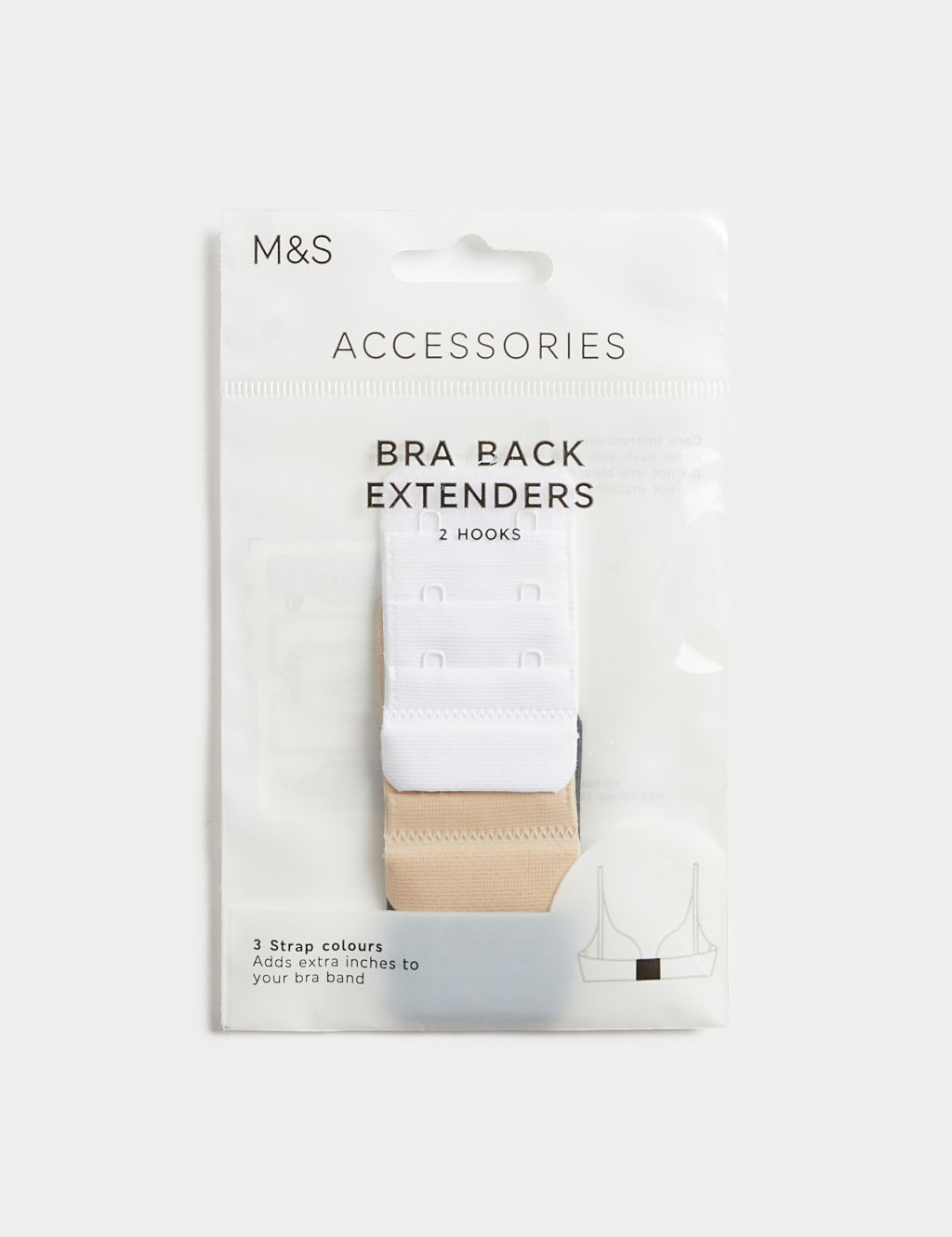 M&S 3pk 2 Hook Bra Extenders - 1SIZE - Multi, Multi