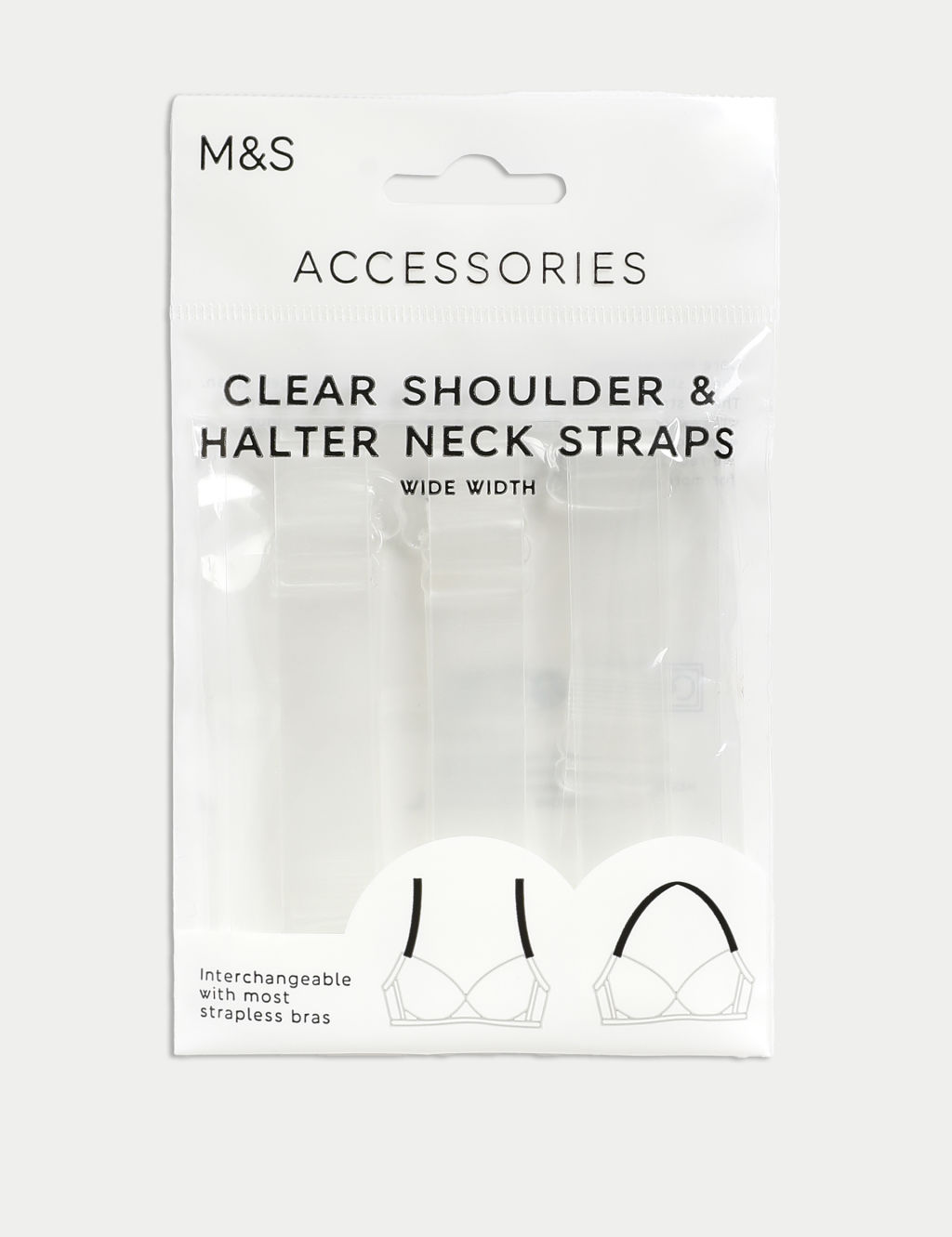 M&S Clear Wide Bra Straps - 1SIZE, Clear