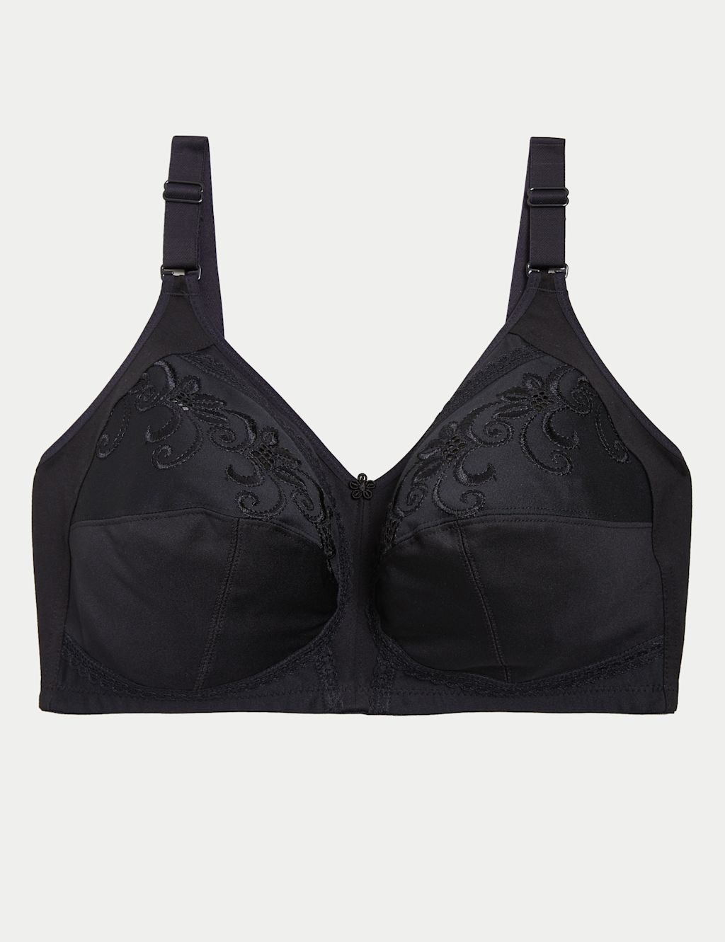 M&S Total Support Embroidered Full Cup Bra GG-K - 46GG - Black, Black
