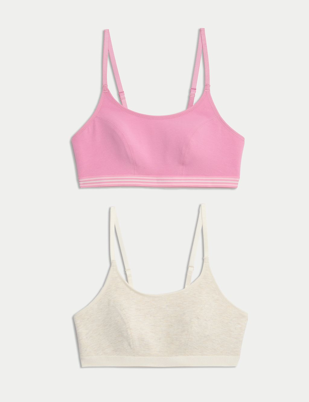 M&S 2 Pack Cotton First Bra Crop Tops - 4 - Rose Mix, Rose Mix