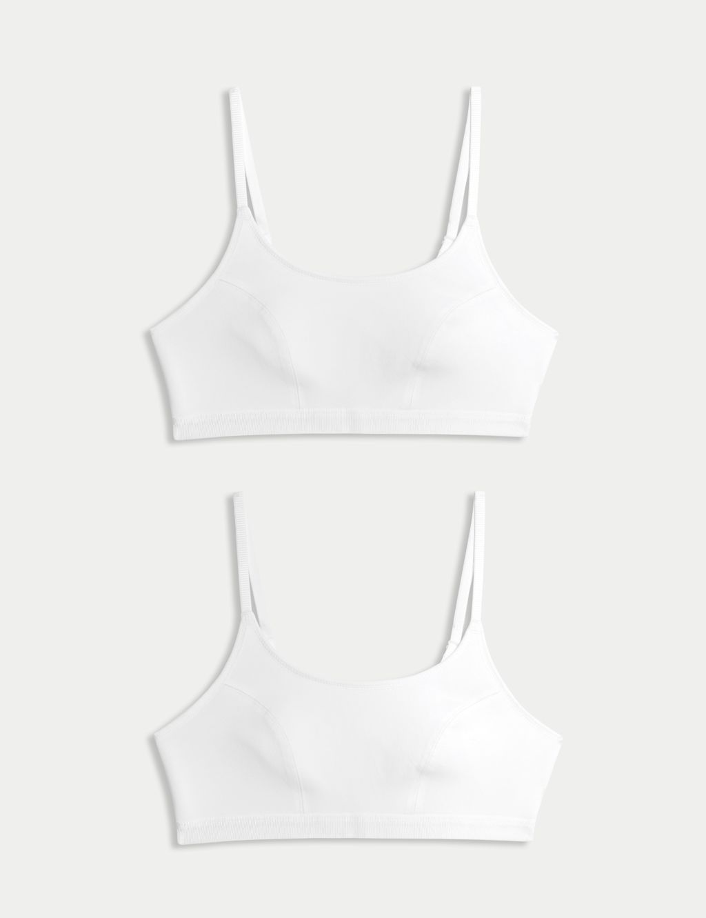 M&S 2 Pack Cotton First Bra Crop Tops - 14 - White, White