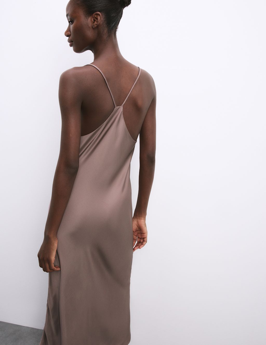 Autograph Satin Strappy Long Chemise - 14 - Neutral, Neutral