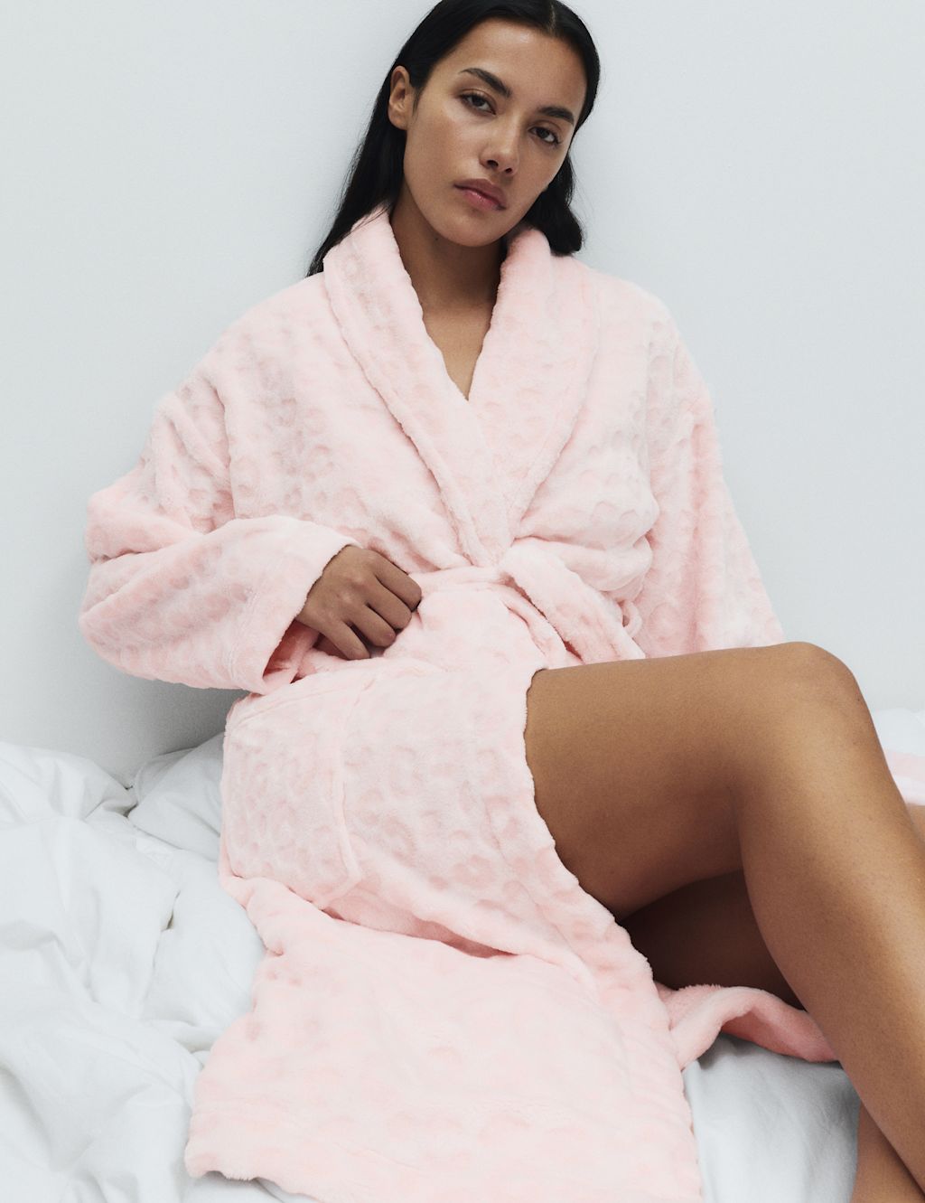 M&S Animal Print Shimmer Dressing Gown - XL - Pink, Pink