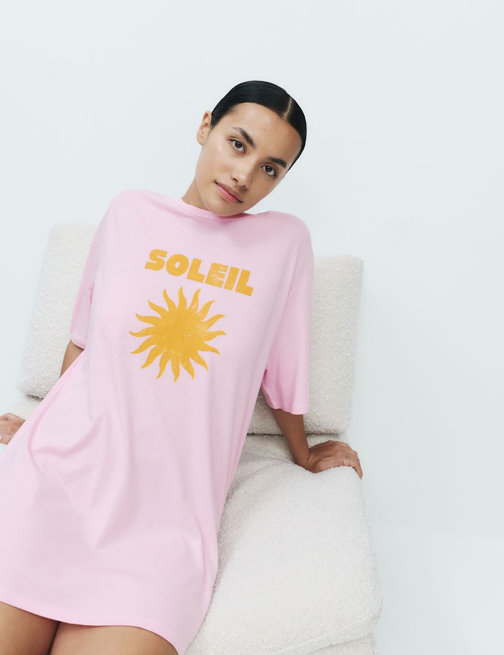 M&S Cotton Modal Fruit Graphic Oversized T-Shirt - Extra Large - Pink Mix, Pink Mix