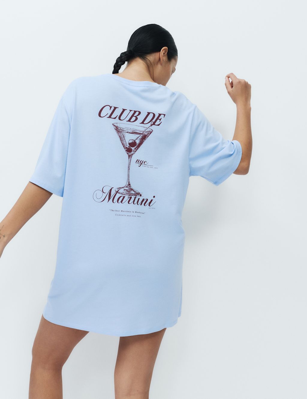 M&S Cotton Modal Fruit Graphic Oversized T-Shirt - Extra Large - Blue Mix, Blue Mix