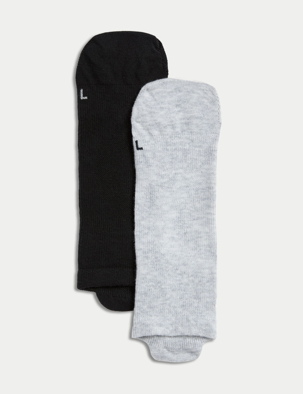 Goodmove 2 Pack Cotton Blend Pilates Socks - 3-5 - Grey Mix, Grey Mix