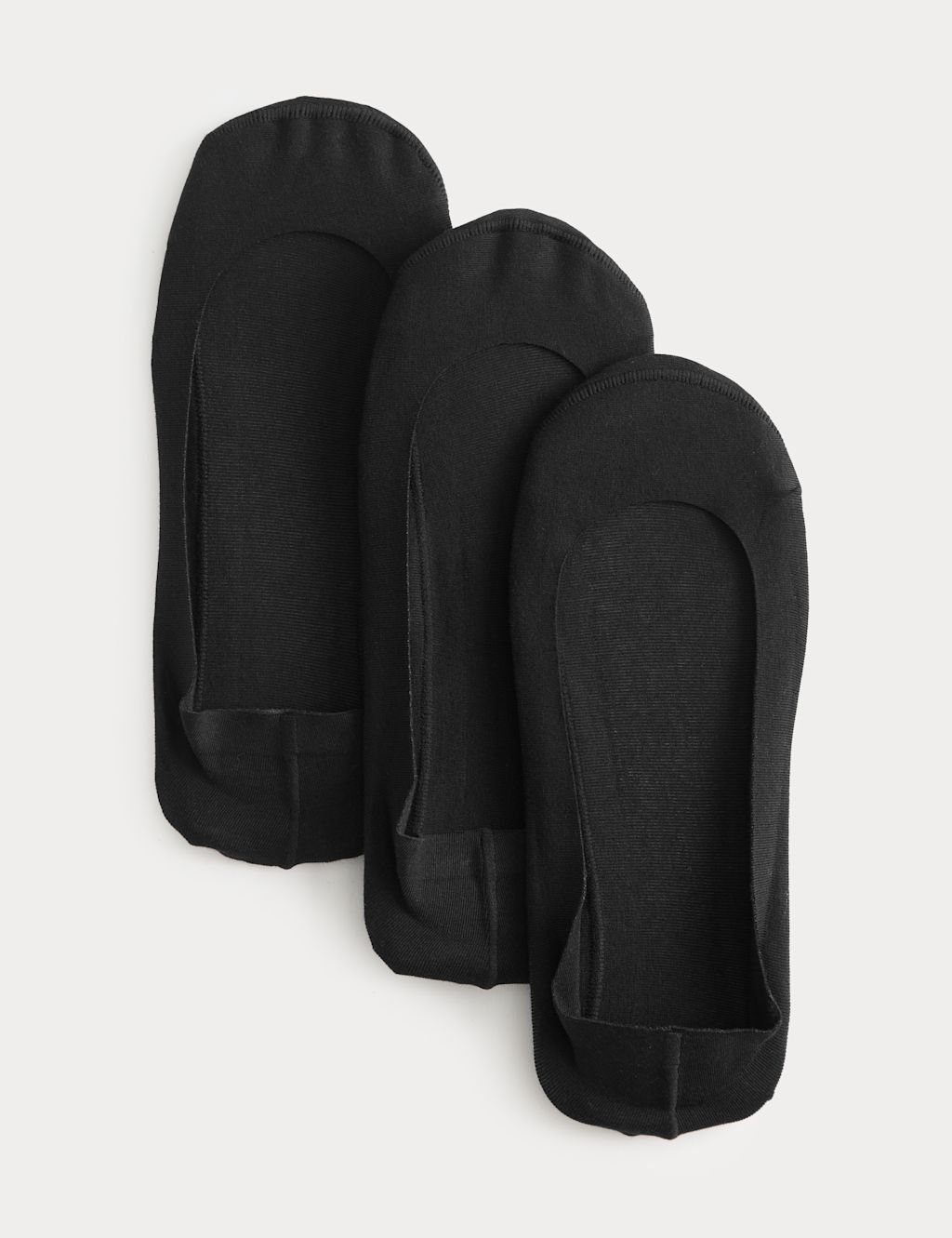 M&S 3pk Cotton Rich Low Cut Footsies - 3-5 - Black, Black