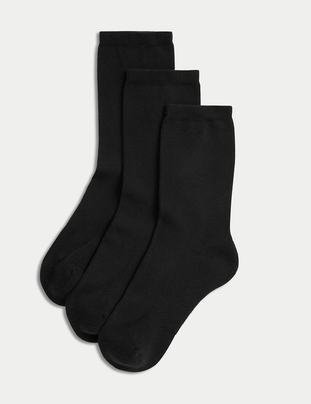 M&S 3pk Thermal Ankle High Socks - 3-5 - Black, Black