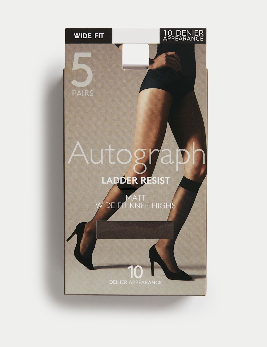 Autograph 5pk 10 Denier Ladder Resist Matt Knee Highs - Wider Fit - Rich Quartz, Rich Quartz