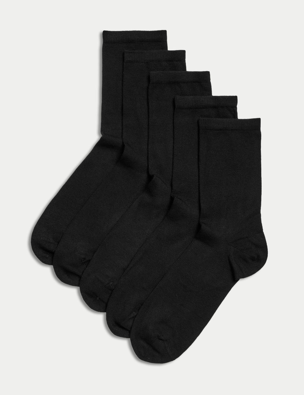 M&S 5pk SuperSoft Ankle Socks - 3-5 - Black, Black