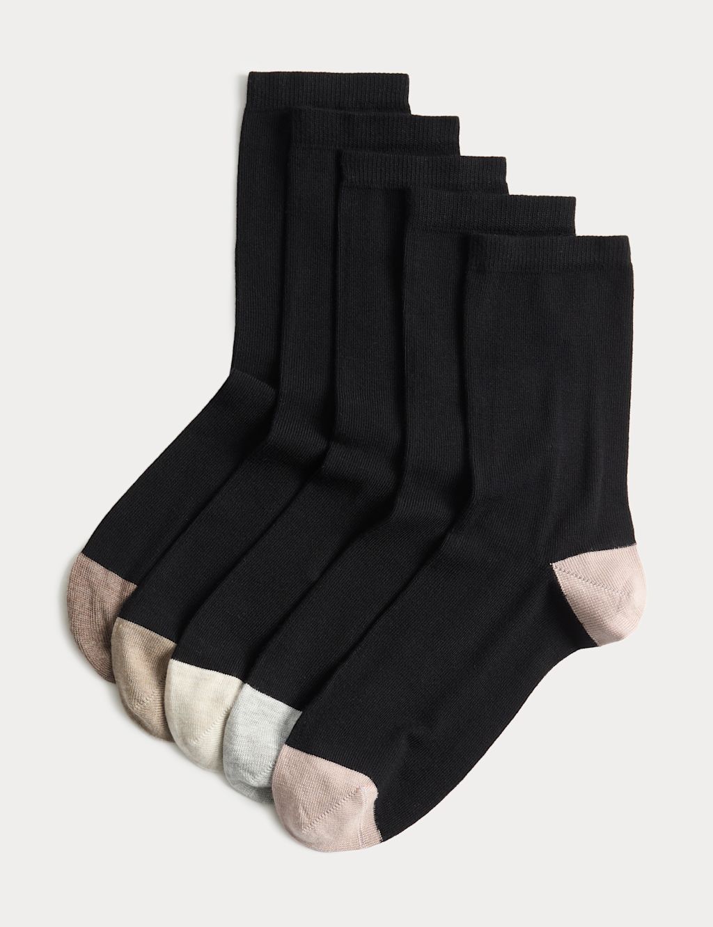 M&S 5pk Super Soft Colour Block Ankle High Socks - 3-5 - Pink Mix, Pink Mix