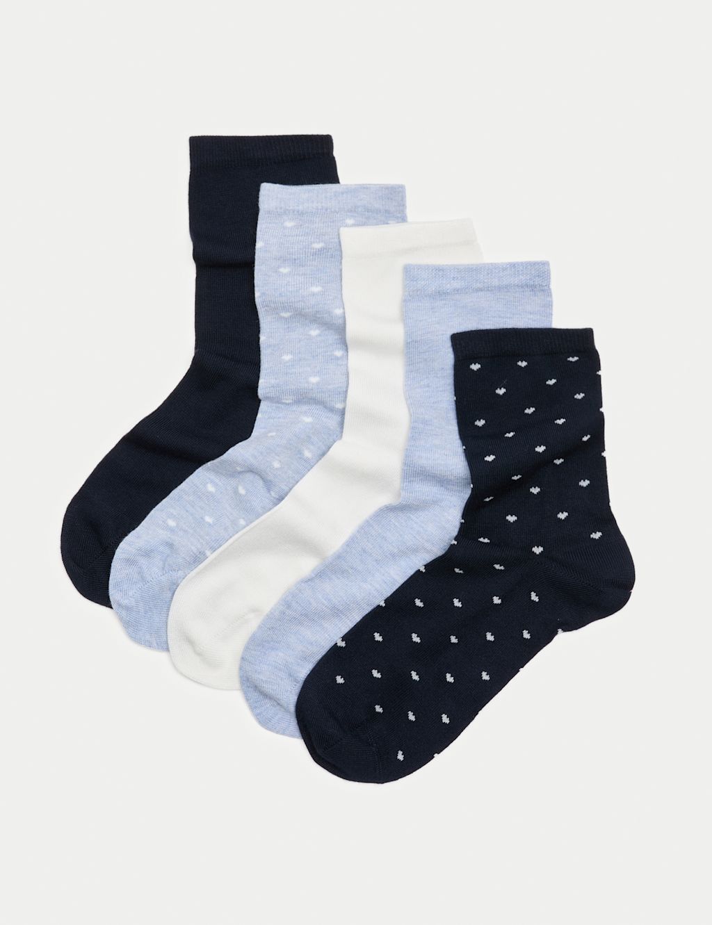 M&S 5pk Supersoft Ankle High Socks - 3-5 - Blue Mix, Blue Mix