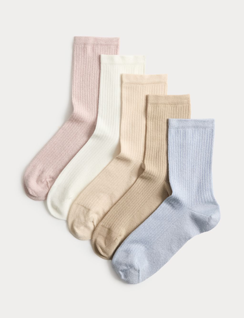 M&S 5 Pack Supersoft Crew Socks - 3-5 - Blue Mix, Blue Mix