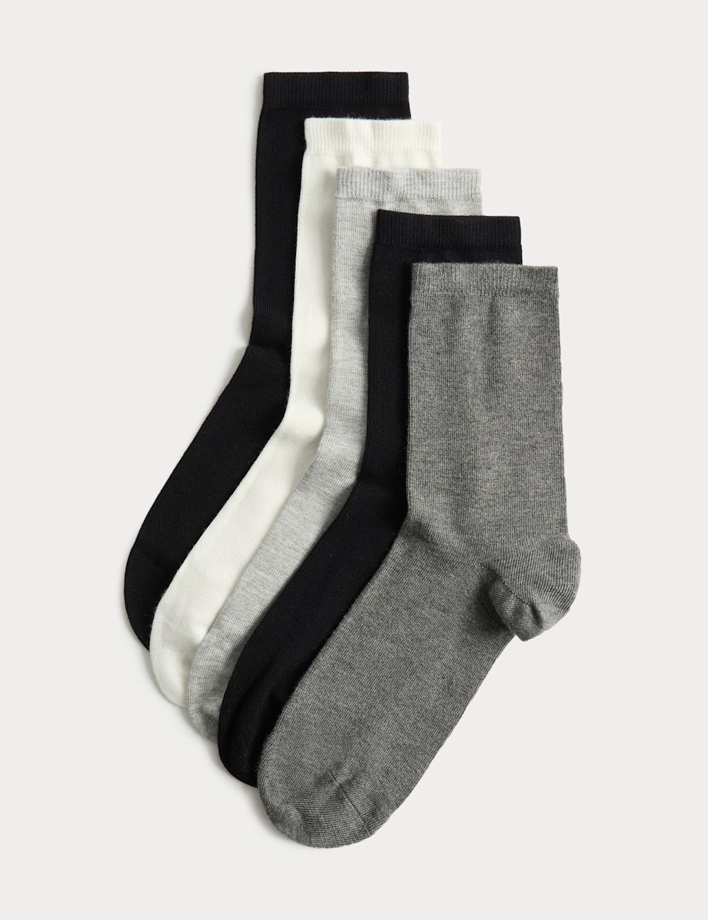 M&S 5 Pack Supersoft Crew Socks - 6-8 - Grey Mix, Grey Mix